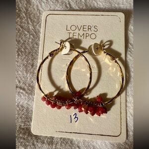 Lovers Tempo NWT Sorrento Gemstone Beaded Hoops Featuring Reddish Beads